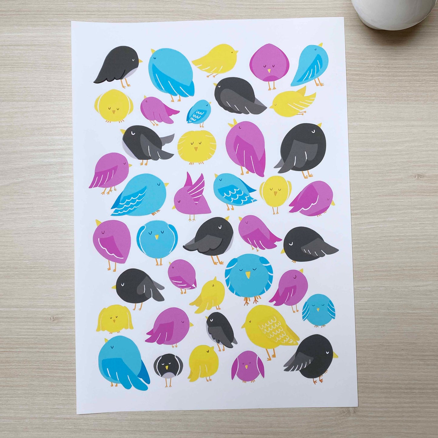 Imperfect 'CMYK Birds' Fine Art Print (A3)