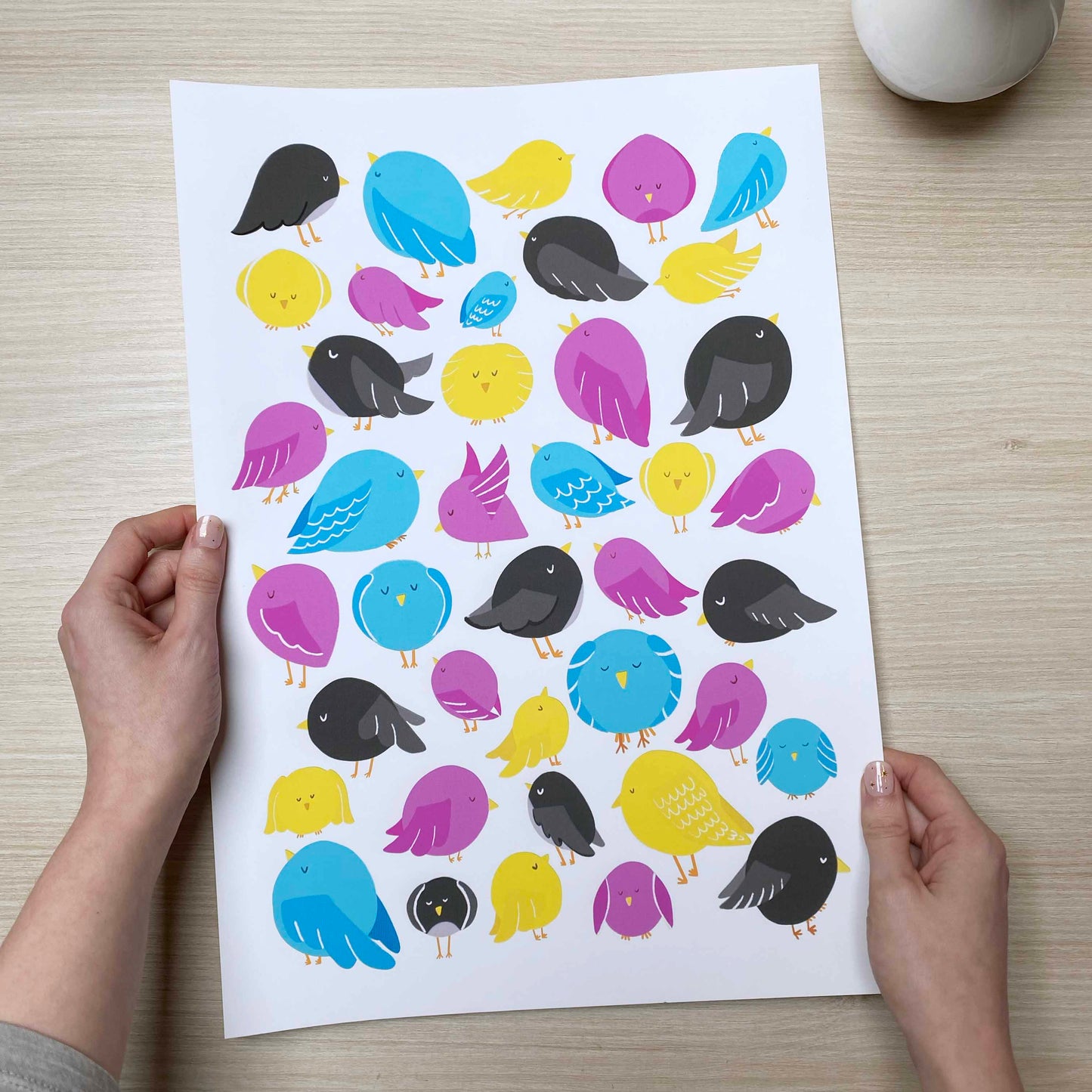 Imperfect 'CMYK Birds' Fine Art Print (A3)