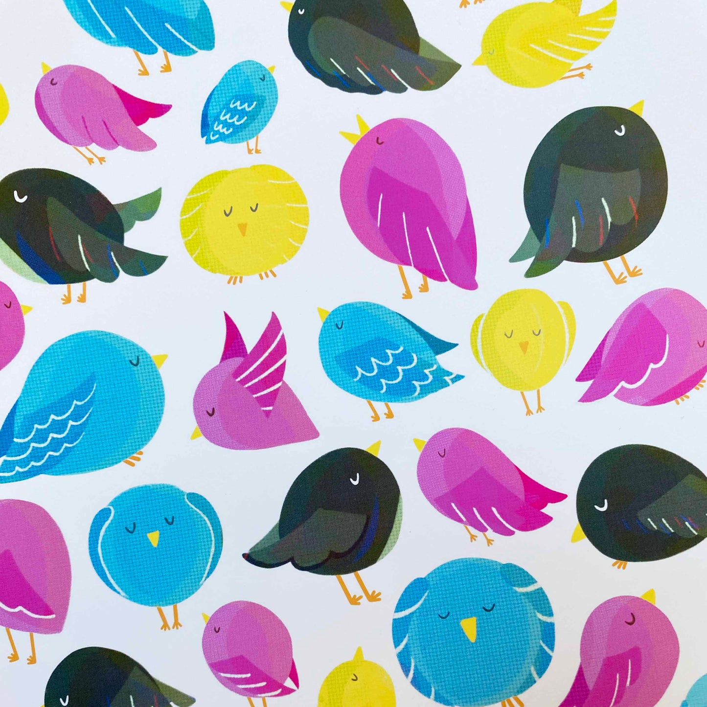 Imperfect 'CMYK Birds' Fine Art Print (A4)