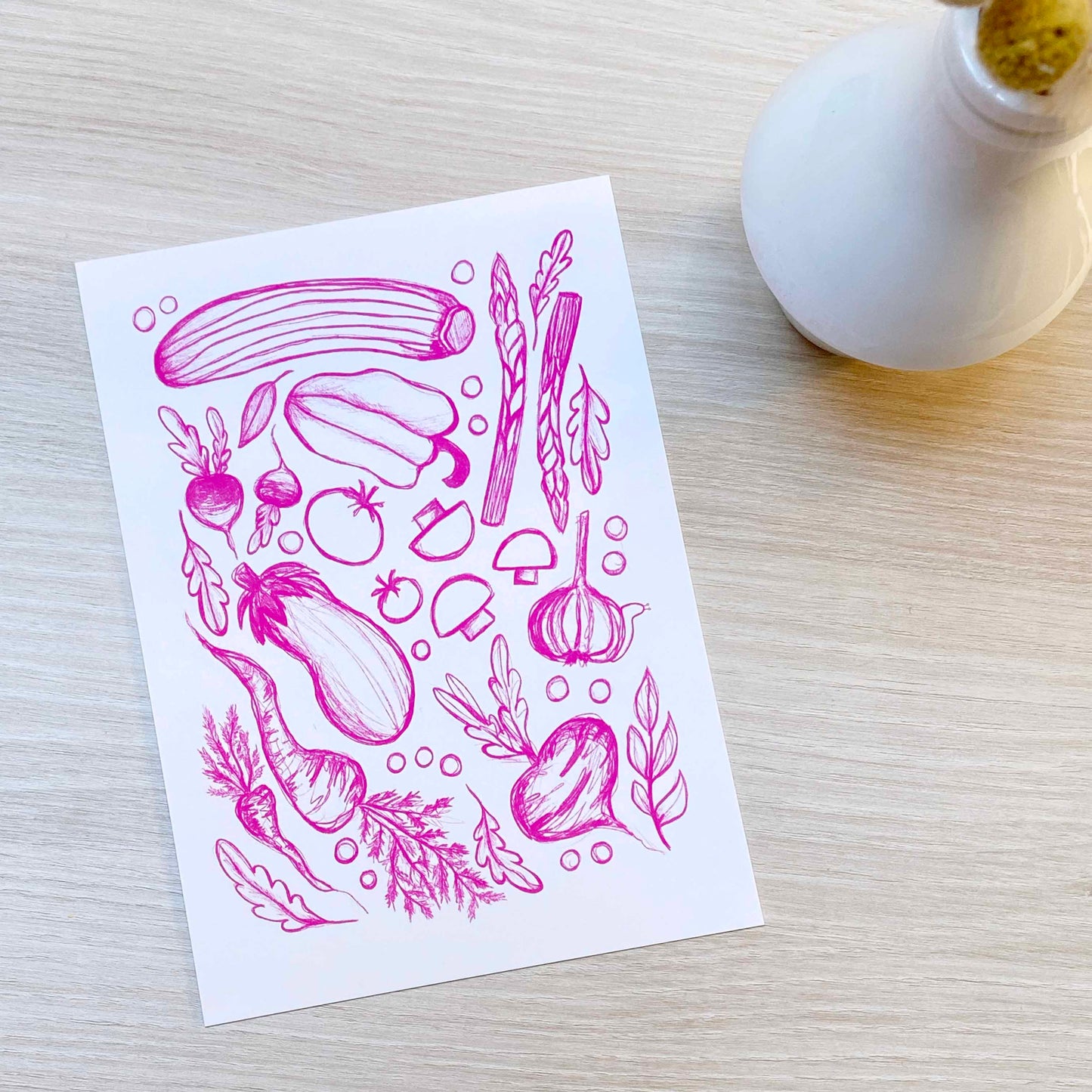 Imperfect 'Pink Produce' Fine Art Print (A5)