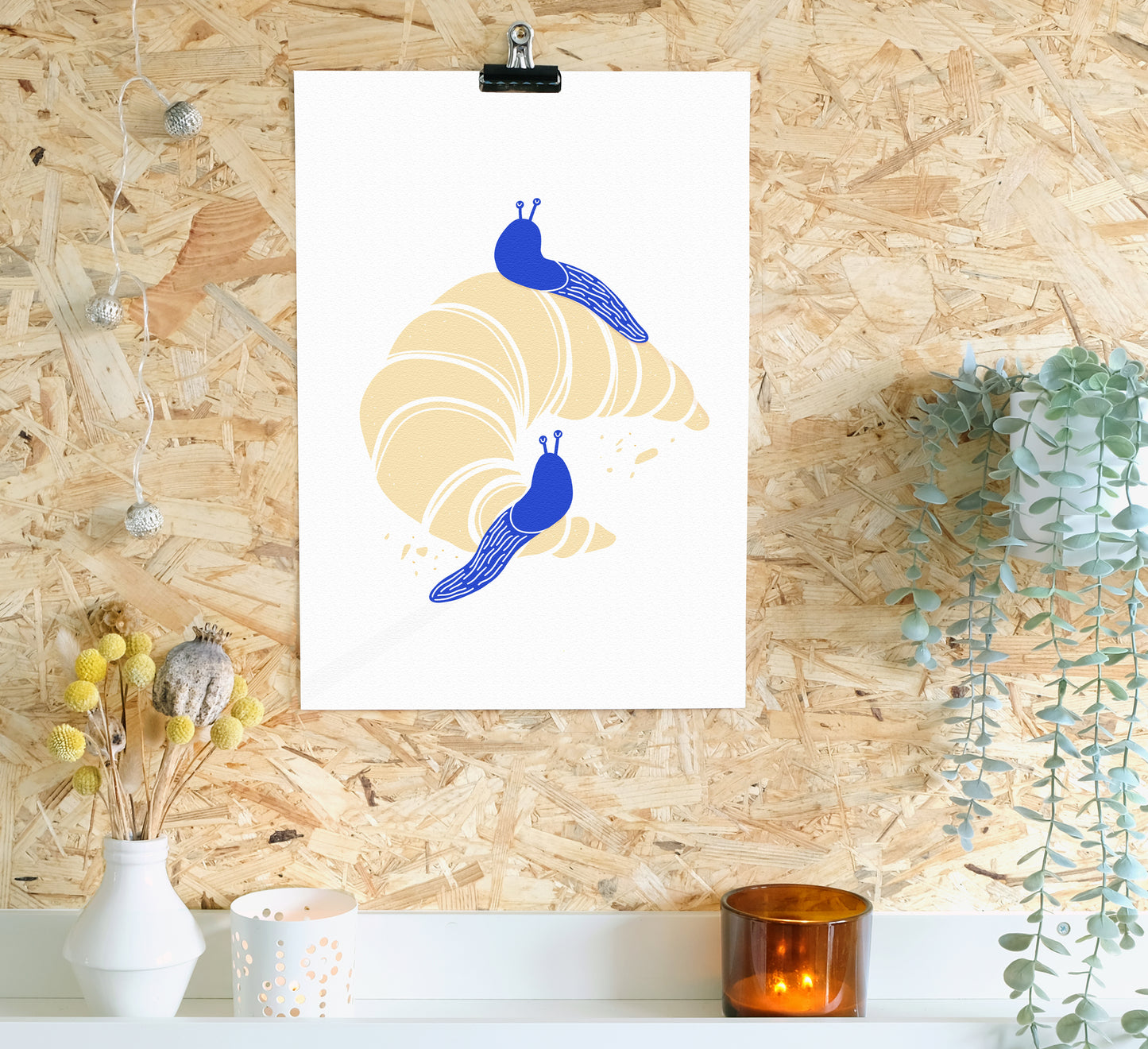 Set aus drei Kunstdrucken mit Schnecken, die Kaffee und Croissants genießen! Set of three fine art prints featuring brunching slugs!