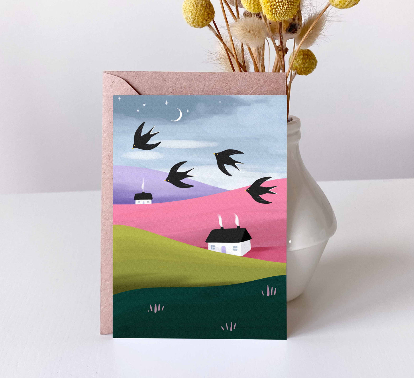 'Stars and Swallows' Greeting Card