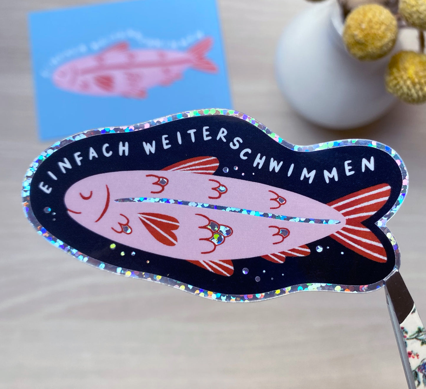 'Weiterschwimmen' Vinyl Glitter Sticker