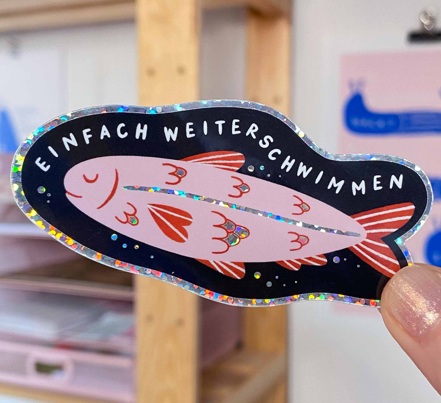 'Weiterschwimmen' Vinyl Glitter Sticker